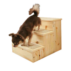 Wooden Pet Stairs with Storage & Non-Slip Steps