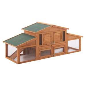 ​​2-Story Outdoor Wooden Hutch for Large Rodents​​