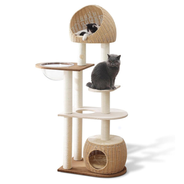 ​​Large Modern Cat Tree Tower with Hand-Woven Details​​