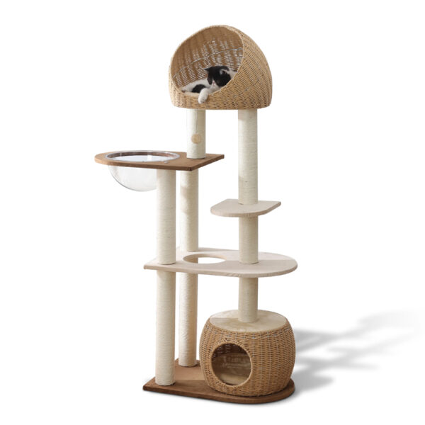 ​​Large Modern Cat Tree Tower with Hand-Woven Details​​