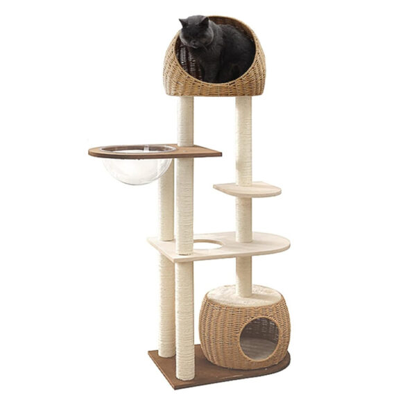 ​​Large Modern Cat Tree Tower with Hand-Woven Details​​