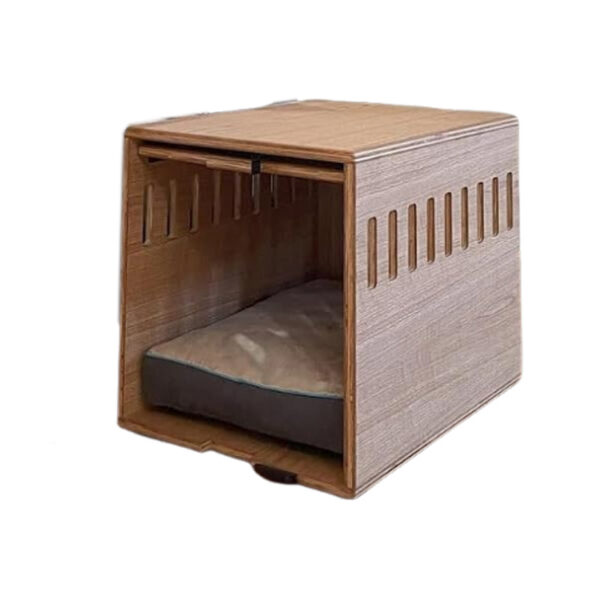 ​​Modern Flip-Top Dog Crate with Cushion and Wood Finish Options​​
