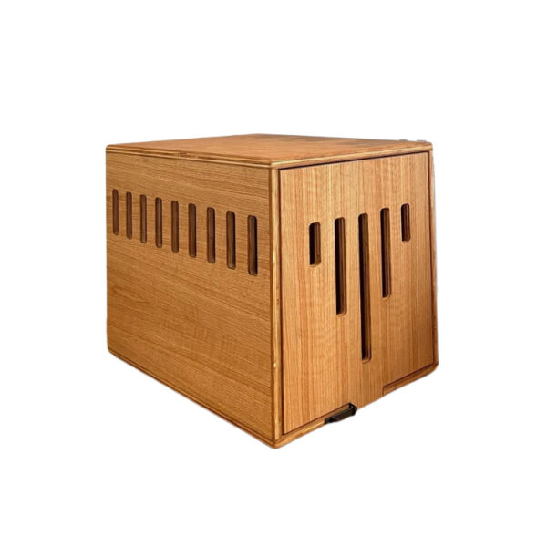 ​​Modern Flip-Top Dog Crate with Cushion and Wood Finish Options​​
