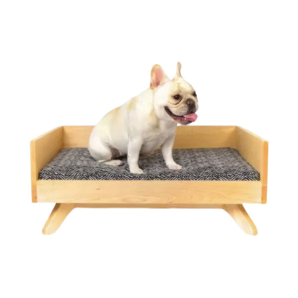 ​​Modern Wooden Pet Bed with Custom Cushion