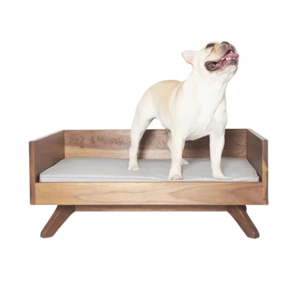 ​​Modern Wooden Pet Bed with Custom Cushion