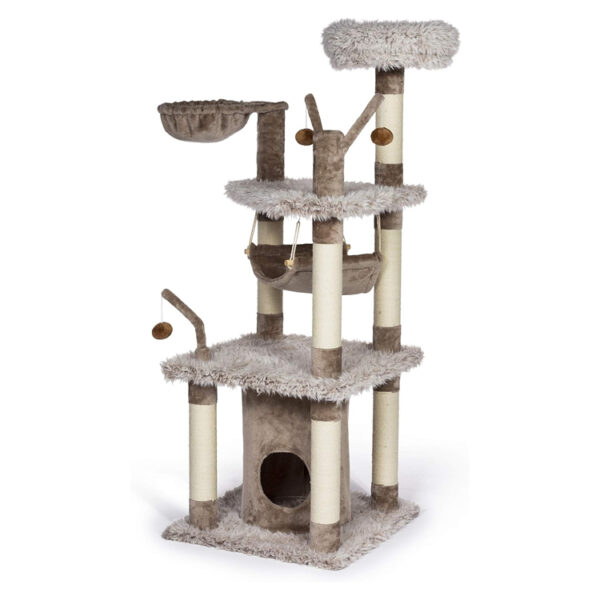 ​​Multi-Level Plush Cat Tree with Scratching Posts and Loungers​​