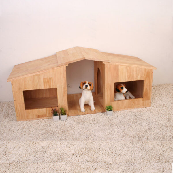 ​​Wood Twin Pet House Complete Indoor Set​​