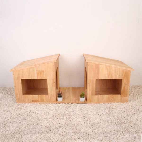 ​​Wood Twin Pet House Complete Indoor Set​​