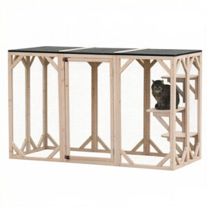 Backyard Cat Enclosures Fir Wood 175×195×95cm