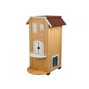 Fir Wood Outdoor Cat House For Multiple Cats 56×59×94cm