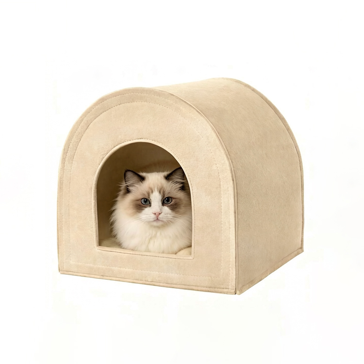 Premium Felt Cat Cave – Modern Semi-Enclosed Pet Hideout