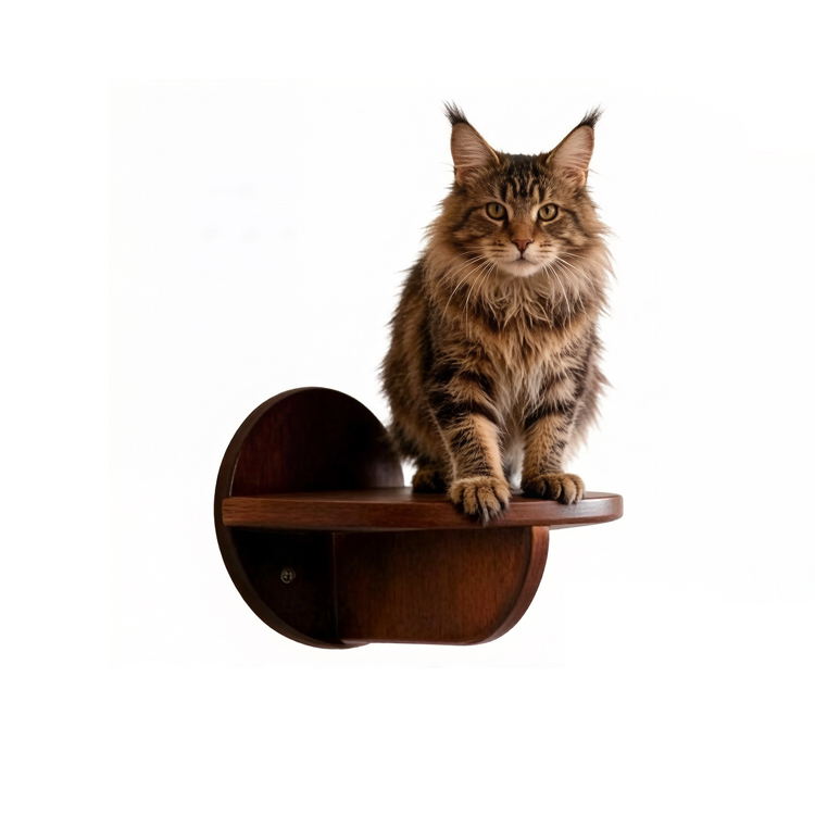 Round Cat Wall Shelves Pine Wood 13×13×12cm