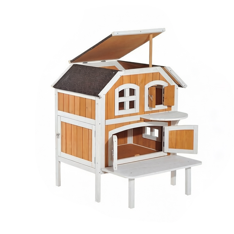 Waterproof Cat House Wood 22.8×30.7×35.4 In