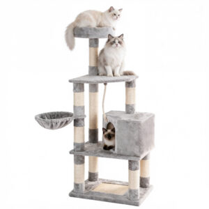Wood Cat Tower With Hammock 75×148×45cm