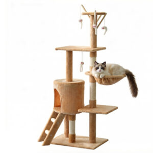 Wood Cat Tree With Stairs 50×40×150cm