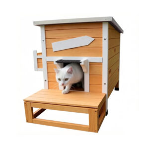 Wood Waterproof Outdoor Cat House For Winter 25×20×25 In