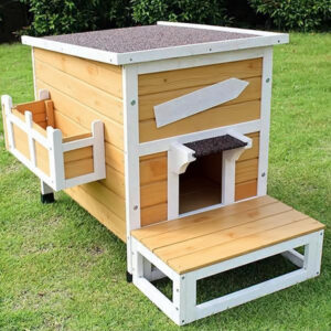 Wood Waterproof Outdoor Cat House For Winter 25×20×25 In