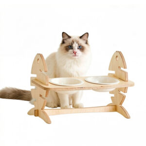 Raised Dog Feeder Plywood 40×17×25cm