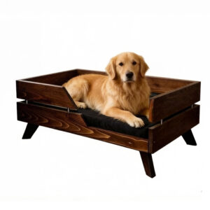 Raised Wooden Dog Bed Pine Wood 72×50×32cm